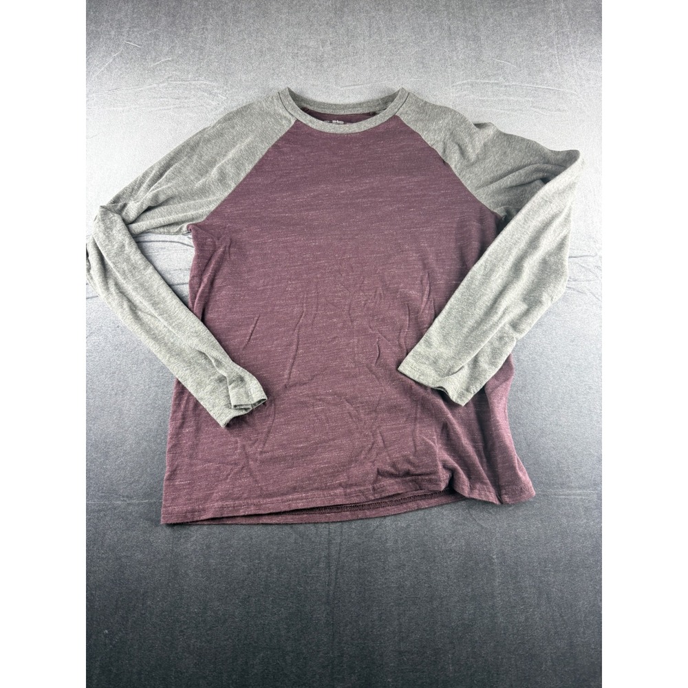 Urban Pipeline Mens Ultimate Tee Long Sleeve Raglan Baseball Shirt Maroon Gray S